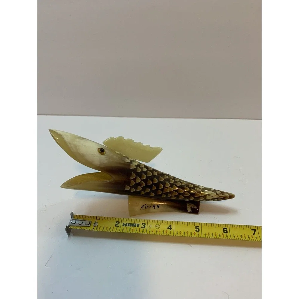 Vintage Bovine Horn Open‎ Mouth Decorative Fish Sculpture